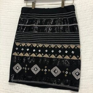 XOXO Sequin Skirt Embellished Mini Party Cocktail Black‎ Skirt Size M